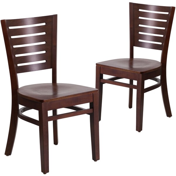 Flash Furniture Darby Series Slat Back Walnut Wood Restaurant Chair, PK2 2-XU-DG-W0108-WAL-WAL-GG - main